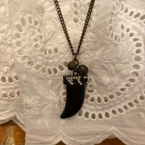 Gold and Black Horn Necklace with crystal detail